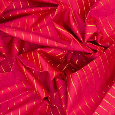 Orange Handloom Kanchipuram Korvai Silk Saree With Stripes & Peacock Motifs in Border-Orange