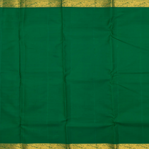 Orange Handloom Kanchipuram Korvai Silk Saree With Stripes & Peacock Motifs in Border-Orange