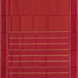 Red Handloom Kanchipuram Nine Yards Silk Saree With Checks-Red
