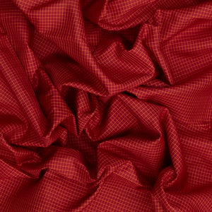 Red Handloom Kanchipuram Nine Yards Silk Saree With Checks-Red