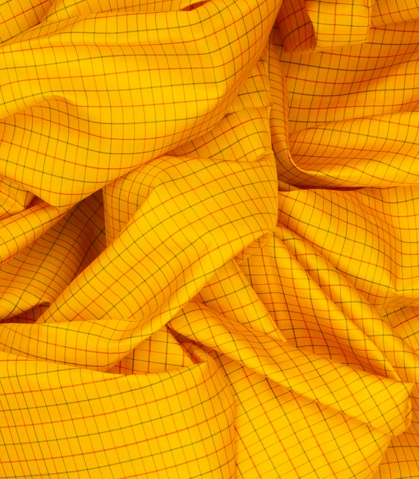 Yellow Handloom Kanchipuram Korvai Silk Saree With Checks & Red Border-Yellow