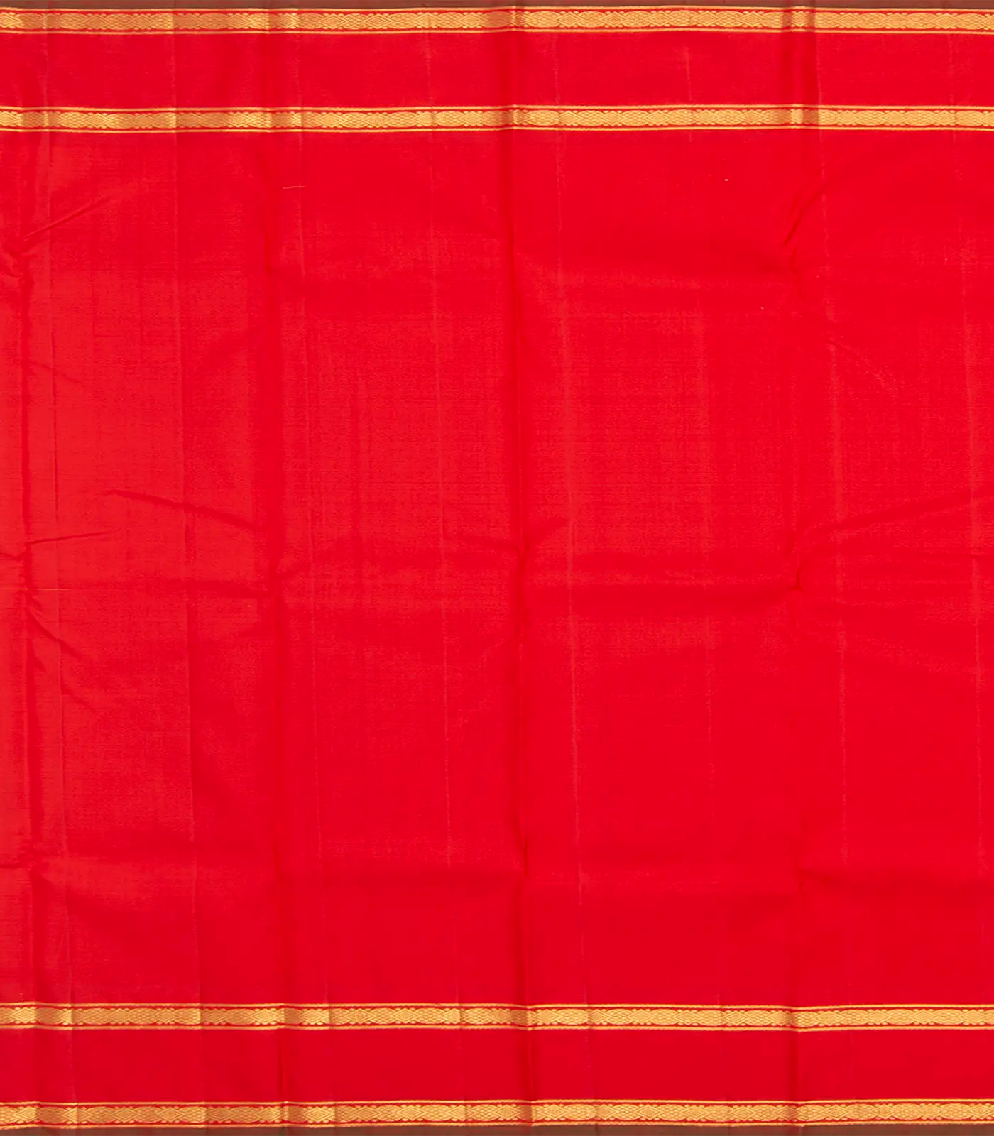 Yellow Handloom Kanchipuram Korvai Silk Saree With Checks & Red Border-Yellow