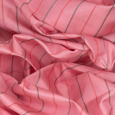 Baby Pink Handloom Kanchipuram Korvai Silk Saree With Beldari Stripes & Ganga Jamuna Border-Baby Pink
