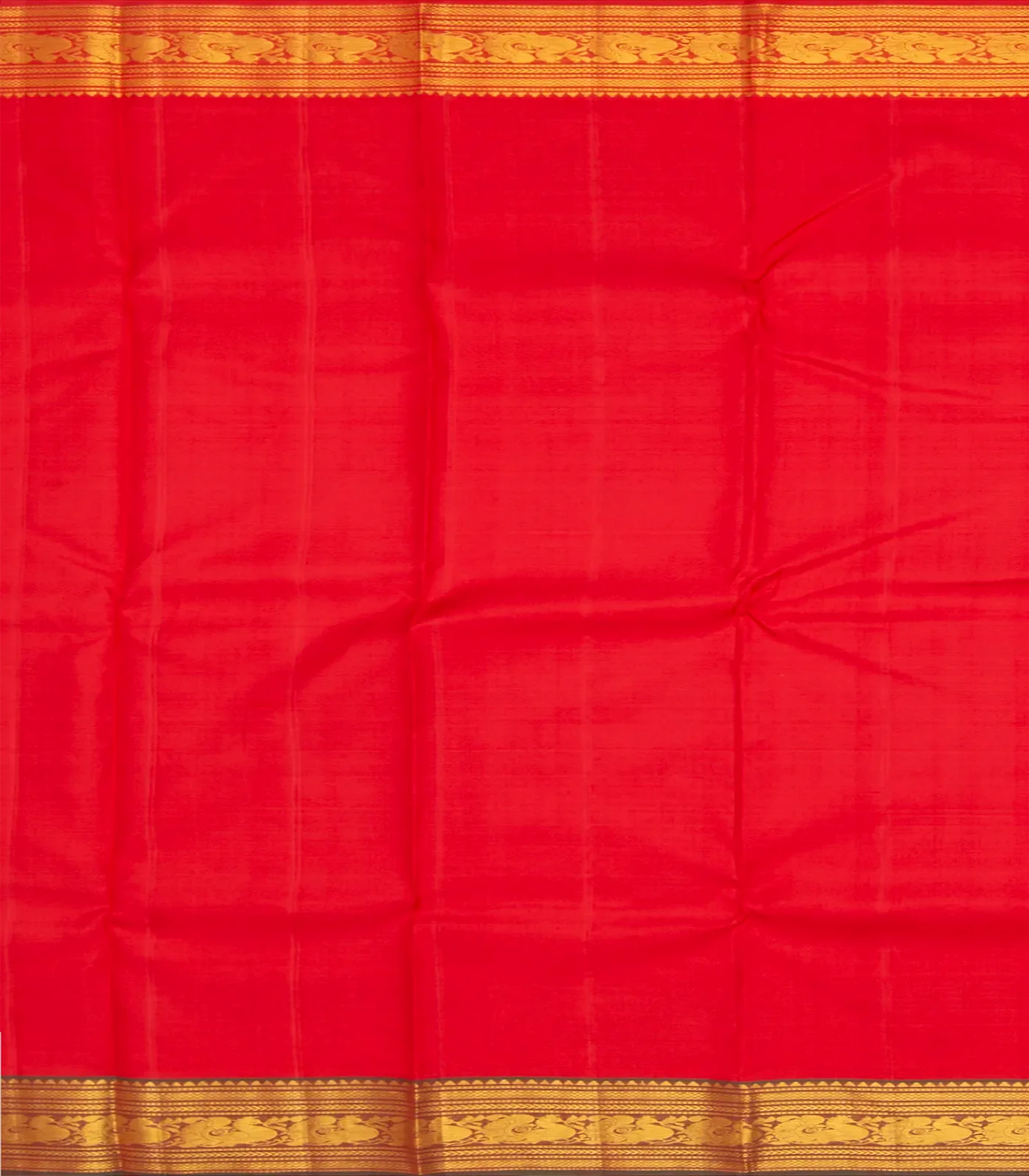 Baby Pink Handloom Kanchipuram Korvai Silk Saree With Beldari Stripes & Ganga Jamuna Border-Baby Pink