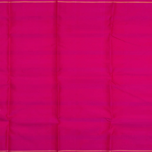 Mustard Handloom Kanchipuram Silk Saree With Mango Motifs in Stripes & Pink Border-Mustard