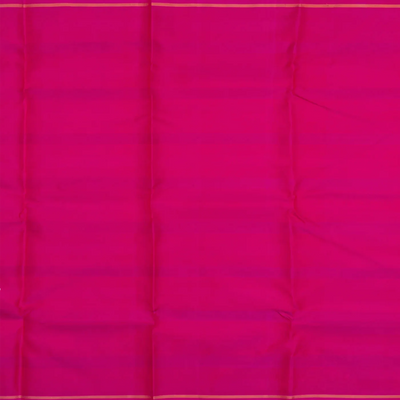 Mustard Handloom Kanchipuram Silk Saree With Mango Motifs in Stripes & Pink Border-Mustard