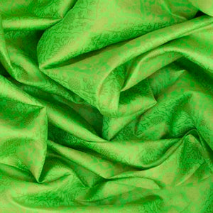 Green Handloom Kanchipuram Silk Saree With Floral Vine Motifs-Green