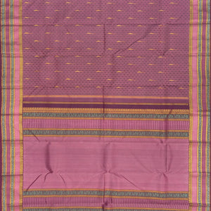 Mauve Handloom Natural Dyed Silk Saree With Jasmine Bud Motifs