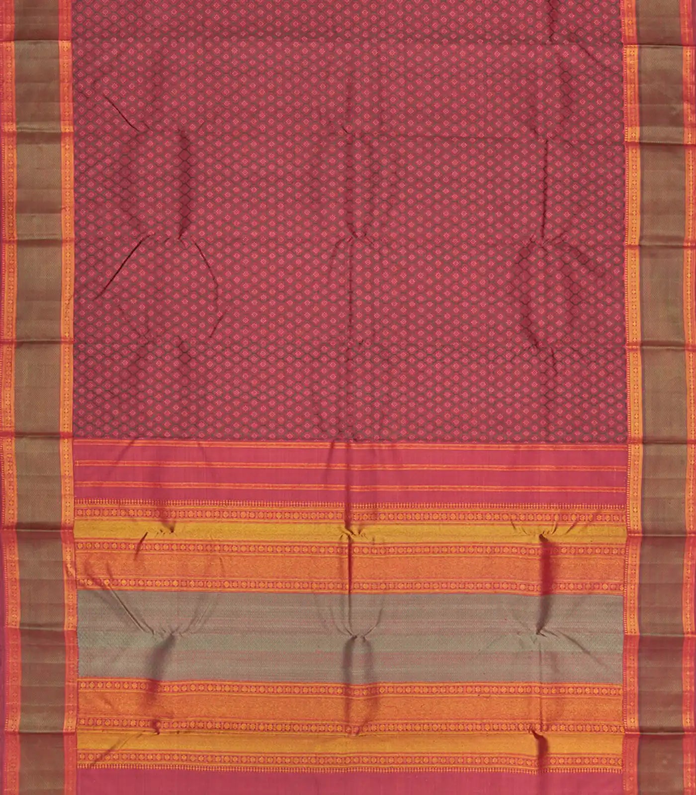 Dusty Pink Handloom Natural Dyed Silk Saree With Jaal Kamalam Motifs