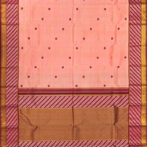 Baby Pink Handloom Natural Dyed Silk Saree With Kamalam Motifs