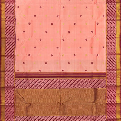 Baby Pink Handloom Natural Dyed Silk Saree With Kamalam Motifs
