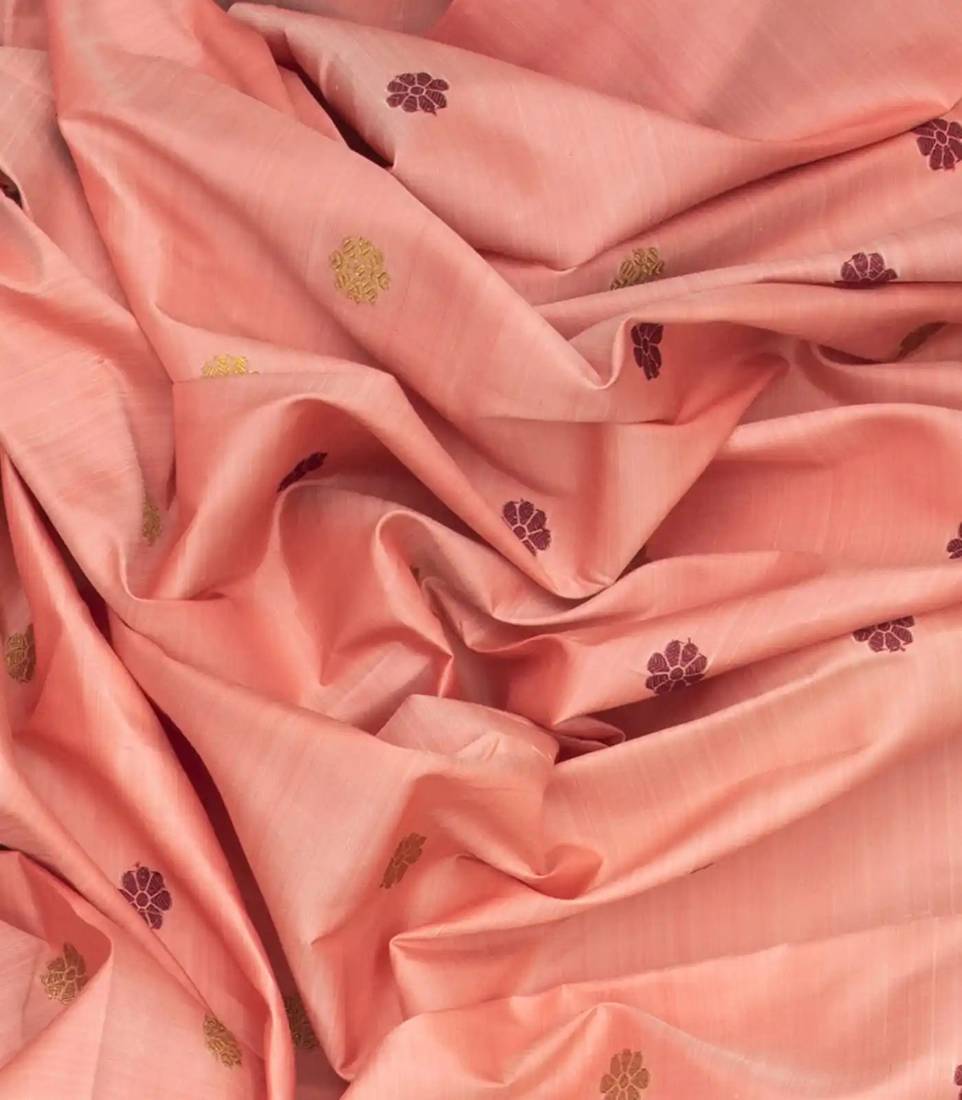 Baby Pink Handloom Natural Dyed Silk Saree With Kamalam Motifs
