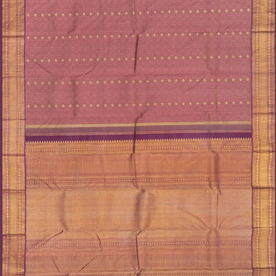 Maroon Handloom Natural Dyed Silk Saree With Kamalam Motifs