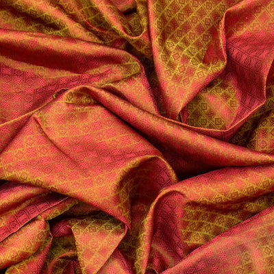 Dark Olive & Peach Handloom Kanchipuram Natural Dyed Silk Saree