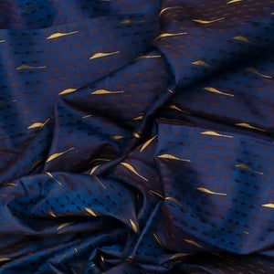 Indigo Blue Handloom Kanchipuram Natural Dyed Silk Saree With Jasmine bud Motifs