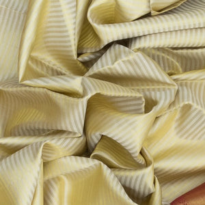 Off White Handloom Kanchipuram Korvai Silk Saree With Stripes & Annam Motifs In Border-Off White