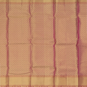 Off White Handloom Kanchipuram Korvai Silk Saree With Stripes & Annam Motifs In Border-Off White