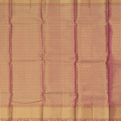 Off White Handloom Kanchipuram Korvai Silk Saree With Stripes & Annam Motifs In Border-Off White