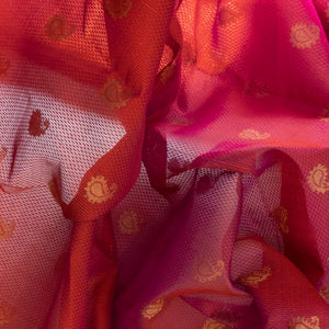 Majenta & Rust Handloom Kanchipuram Half & Half Lino  Silk Saree with Mango Butta-Magenta