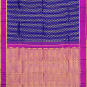 Blue Handloom Kanchipuram Silk Saree With Coin Motifs -Blue