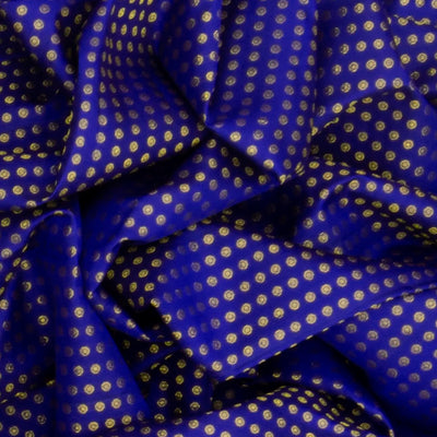 Blue Handloom Kanchipuram Silk Saree With Coin Motifs -Blue