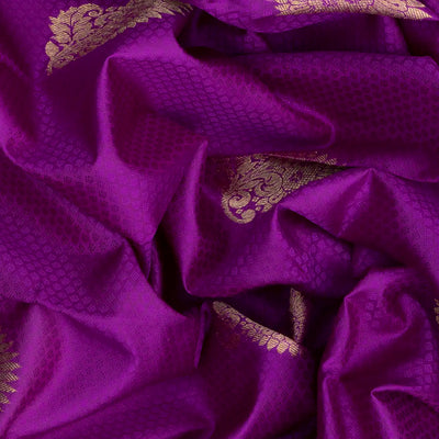 Magenta Handloom Kanchipuram Korvai Silk Saree With Floral Butta-Magenta