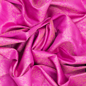 Lavender Handloom Kanchipuram Korvai Silk Saree With Floral Motifs-Lavander