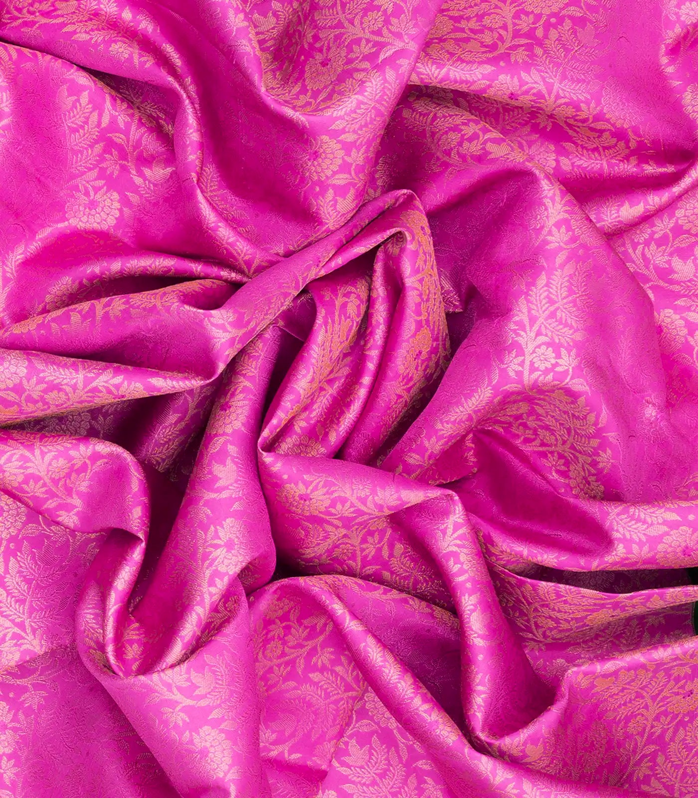 Lavender Handloom Kanchipuram Korvai Silk Saree With Floral Motifs-Lavander