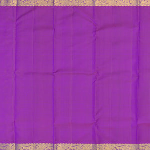 Blue Handloom Kanchipuram Silk Saree With Floral Motifs & Magenta Pallu-Blue