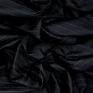 Black Handloom Kanchipuram Korvai Silk Saree With Stripes & Temple Border-Black