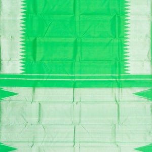 Light Green Handloom Kanchipuram Korvai Silk Saree With Temple Border-Light Blue