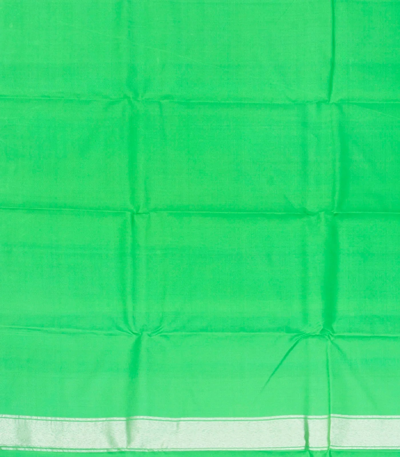 Light Green Handloom Kanchipuram Korvai Silk Saree With Temple Border-Light Blue