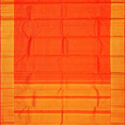 Orange Handloom Kanchipuram Vairaoosi Silk Saree With Half Diamond Motifs In Border-Orange