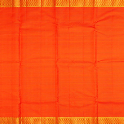 Orange Handloom Kanchipuram Vairaoosi Silk Saree With Half Diamond Motifs In Border-Orange