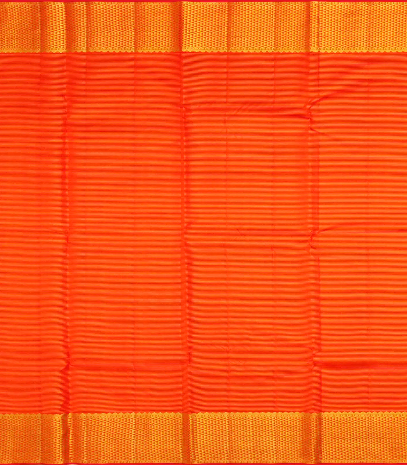 Orange Handloom Kanchipuram Vairaoosi Silk Saree With Half Diamond Motifs In Border-Orange