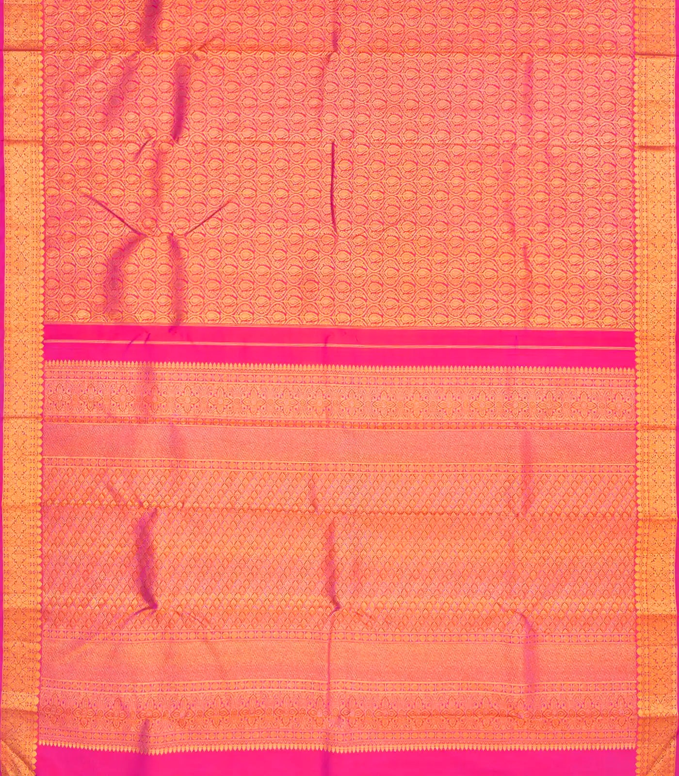 Pink Handloom Kanchipuram Silk Saree With Mango Zari Motifs-Pink