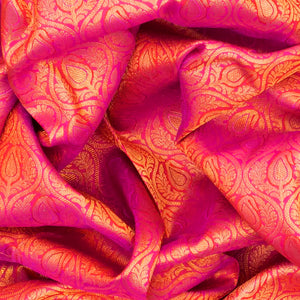 Pink Handloom Kanchipuram Silk Saree With Mango Zari Motifs-Pink