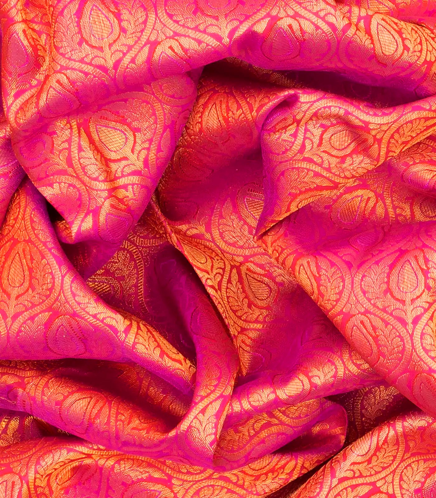 Pink Handloom Kanchipuram Silk Saree With Mango Zari Motifs-Pink
