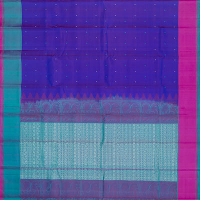 Purple Handloom Kanchipuram Silk Saree With Coin Motifs-Purple