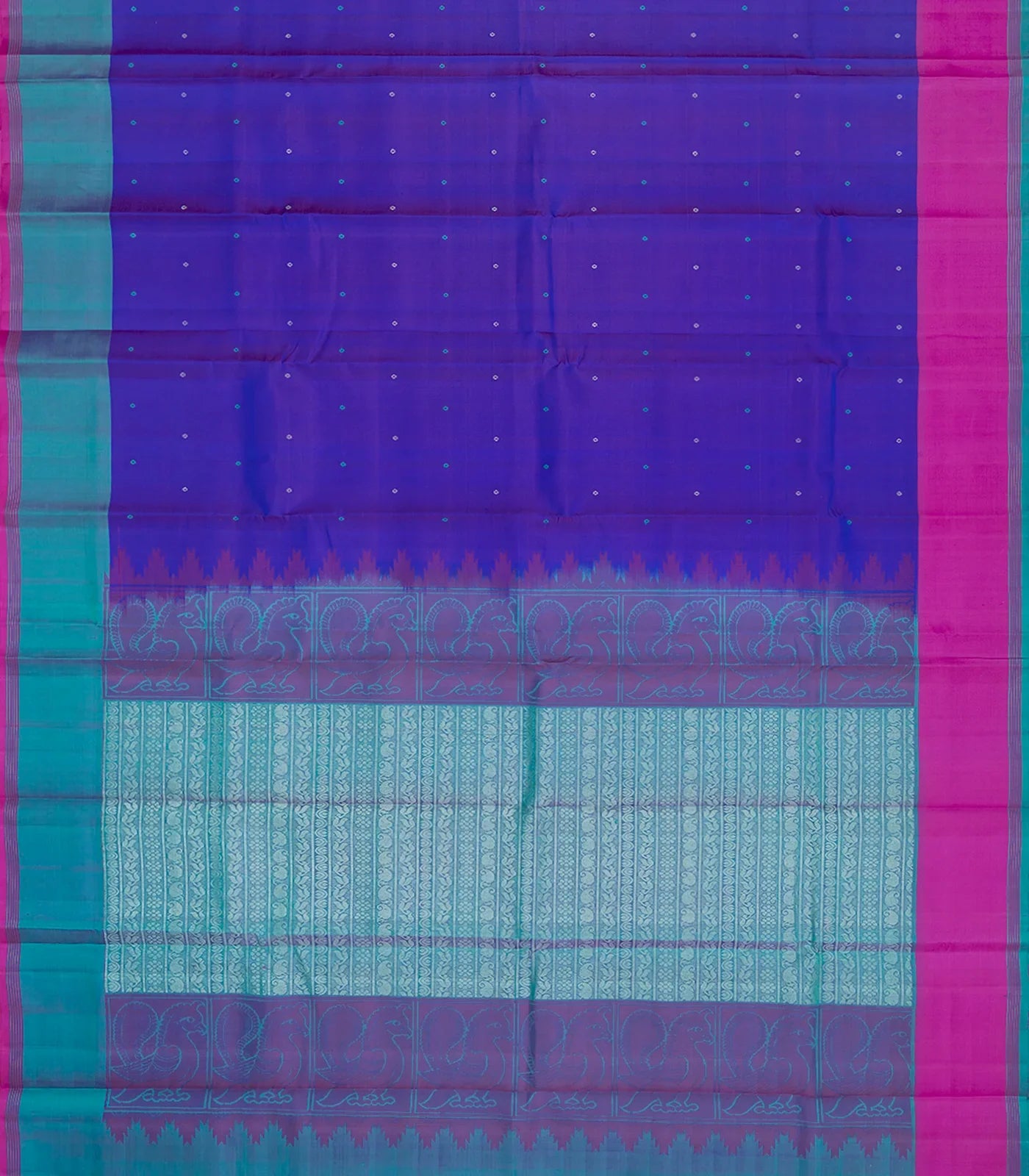 Purple Handloom Kanchipuram Silk Saree With Coin Motifs-Purple