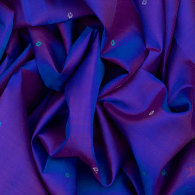 Purple Handloom Kanchipuram Silk Saree With Coin Motifs-Purple