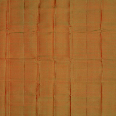 Red Handloom Kanchipuram Silk Saree With Checks & Green Pallu-Red