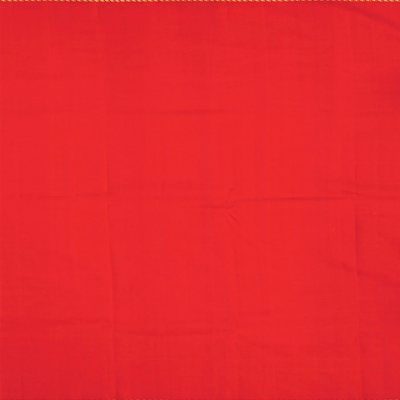 Red Handloom Kanchipuram Silk Saree With Floral Vine Motifs-Red