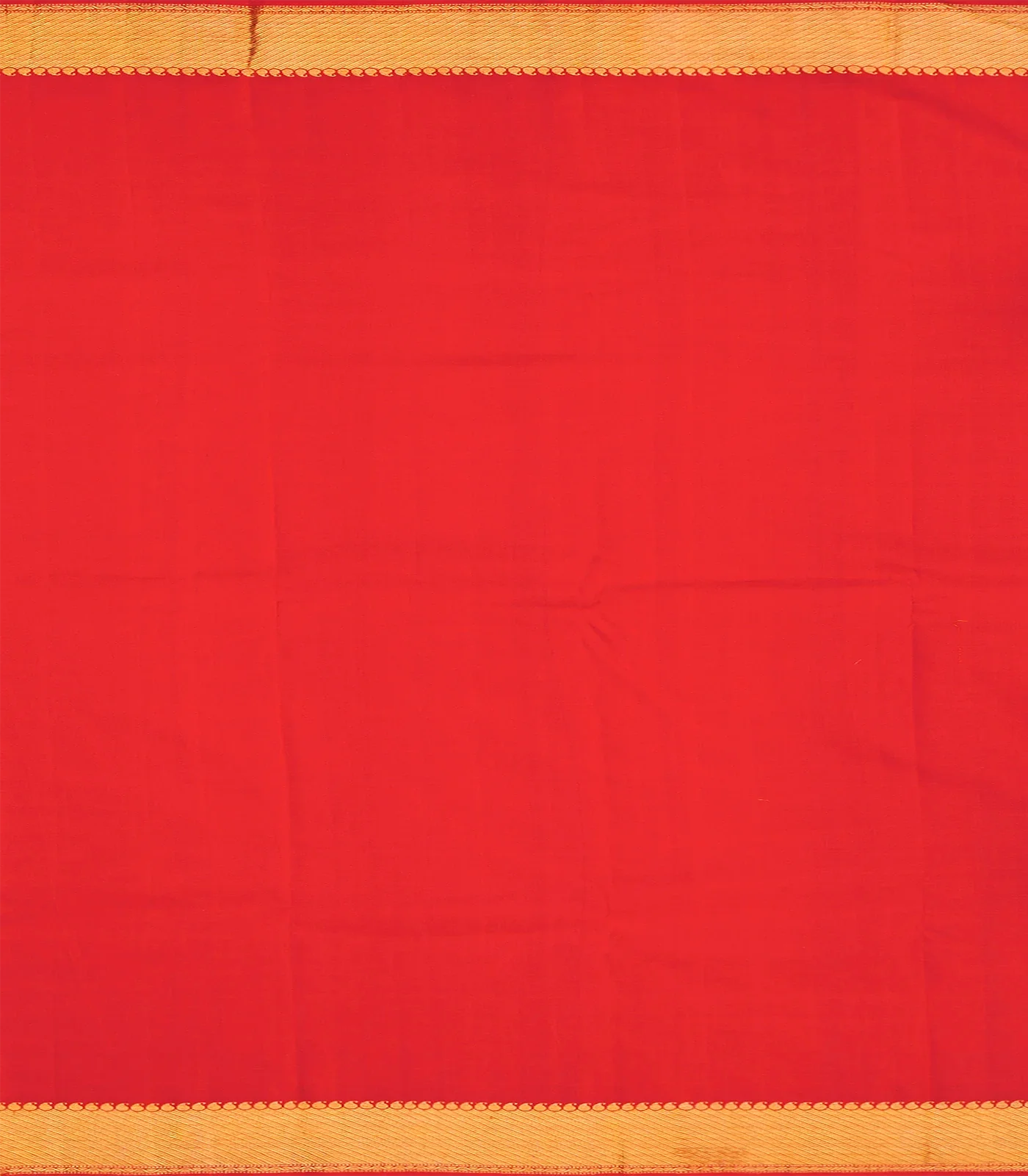 Red Handloom Kanchipuram Silk Saree With Floral Vine Motifs-Red