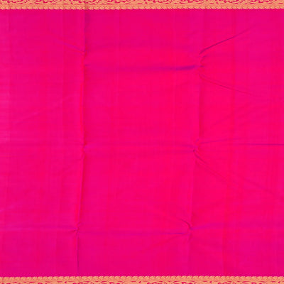 Pink Handloom Kanchipuram Silk Saree With Floral Jaal Zari Motifs-Pink