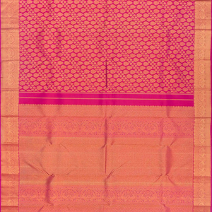 Pink Handloom Kanchipuram Silk Saree With Floral & Annam Motifs-Pink