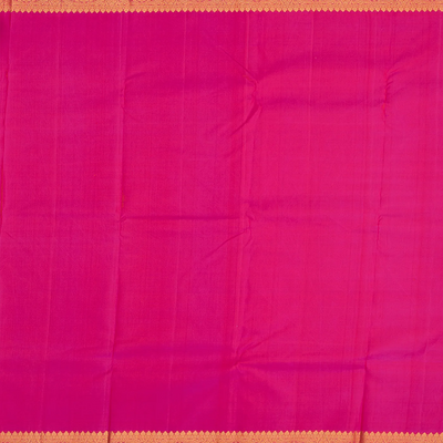 Pink Handloom Kanchipuram Silk Saree With Floral & Annam Motifs-Pink