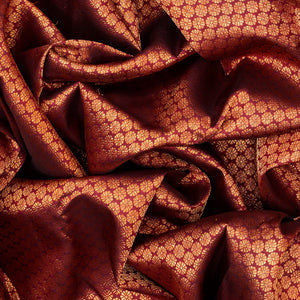 Maroon Handloom Kanchipuram Silk Saree With Kamalam Zari Brocade-Maroon
