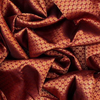 Maroon Handloom Kanchipuram Silk Saree With Kamalam Zari Brocade-Maroon
