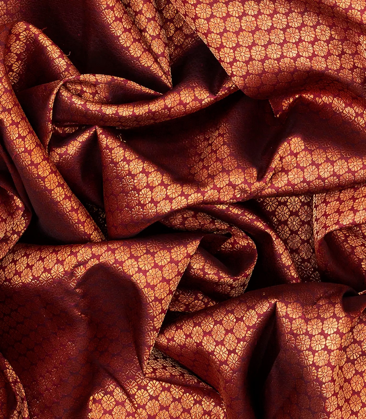 Maroon Handloom Kanchipuram Silk Saree With Kamalam Zari Brocade-Maroon